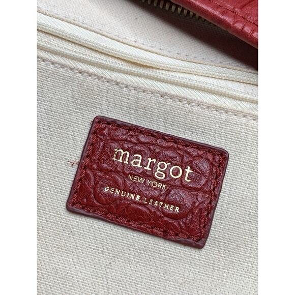 Margot red Croc print Leather Embossed handbag/crossbody Hobo Tote Purse - Picture 9 of 15